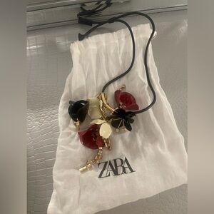 Zara Jewel Metal Floral Cord Necklace